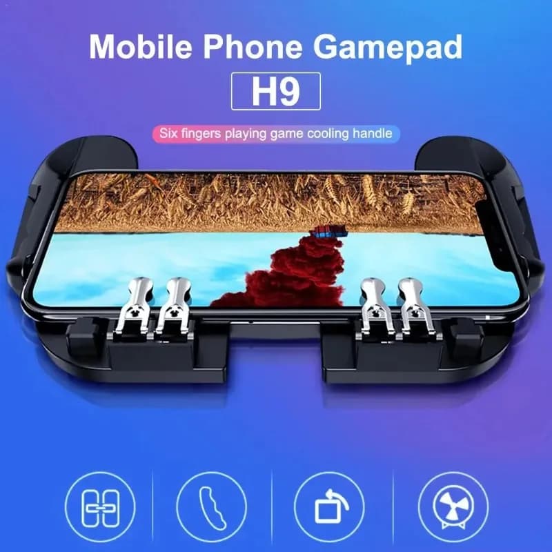 H9 6 doigt téléphone portable jeu déclencheur manette manettes contrôleur avec radiateur objectif ti
