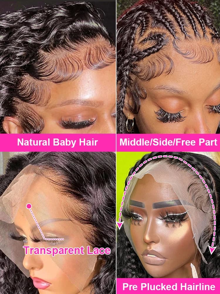 Perruques Lace Front HD transparentes 13x4 13x6 360 de 30 à 40 pouces, perruque frontale en dentelle