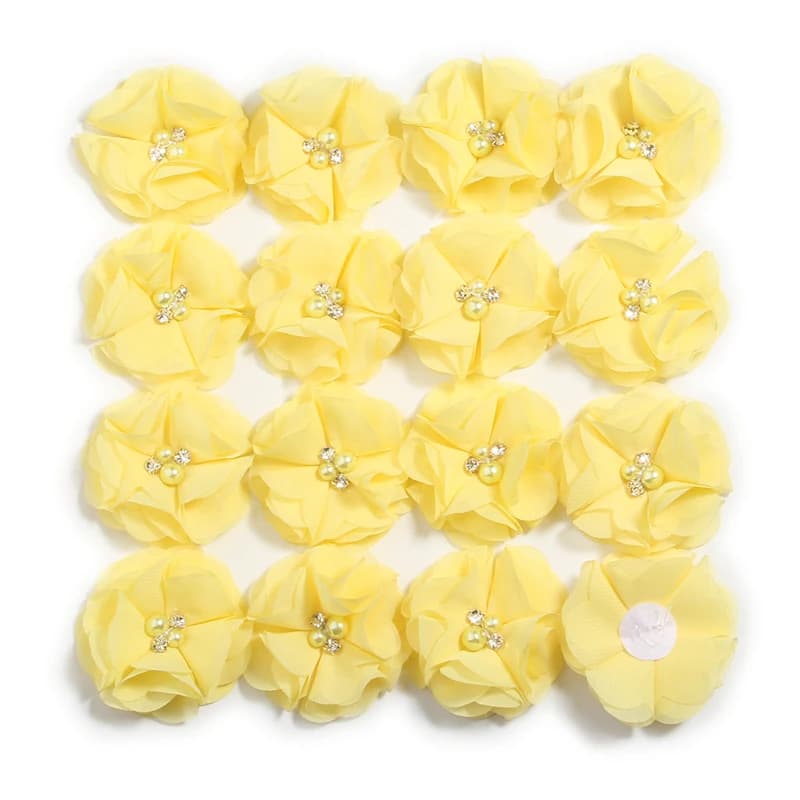 Fleur de cheveux en mousseline de soie pour bébé, centre de biscuits perlé, accessoires pour cheveux