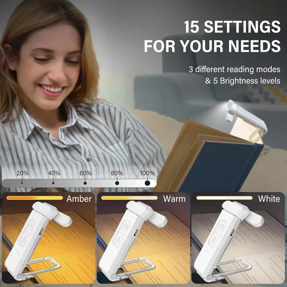 Lampe de lecture, lampe de livre rechargeable par USB pour lire la nuit au lit, lampe de marque-page