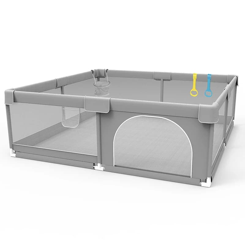 IMBABY Aire de jeux pour bébé 150x180 cm Parc pour bébé Boîte de clôture pour enfants grise avec par
