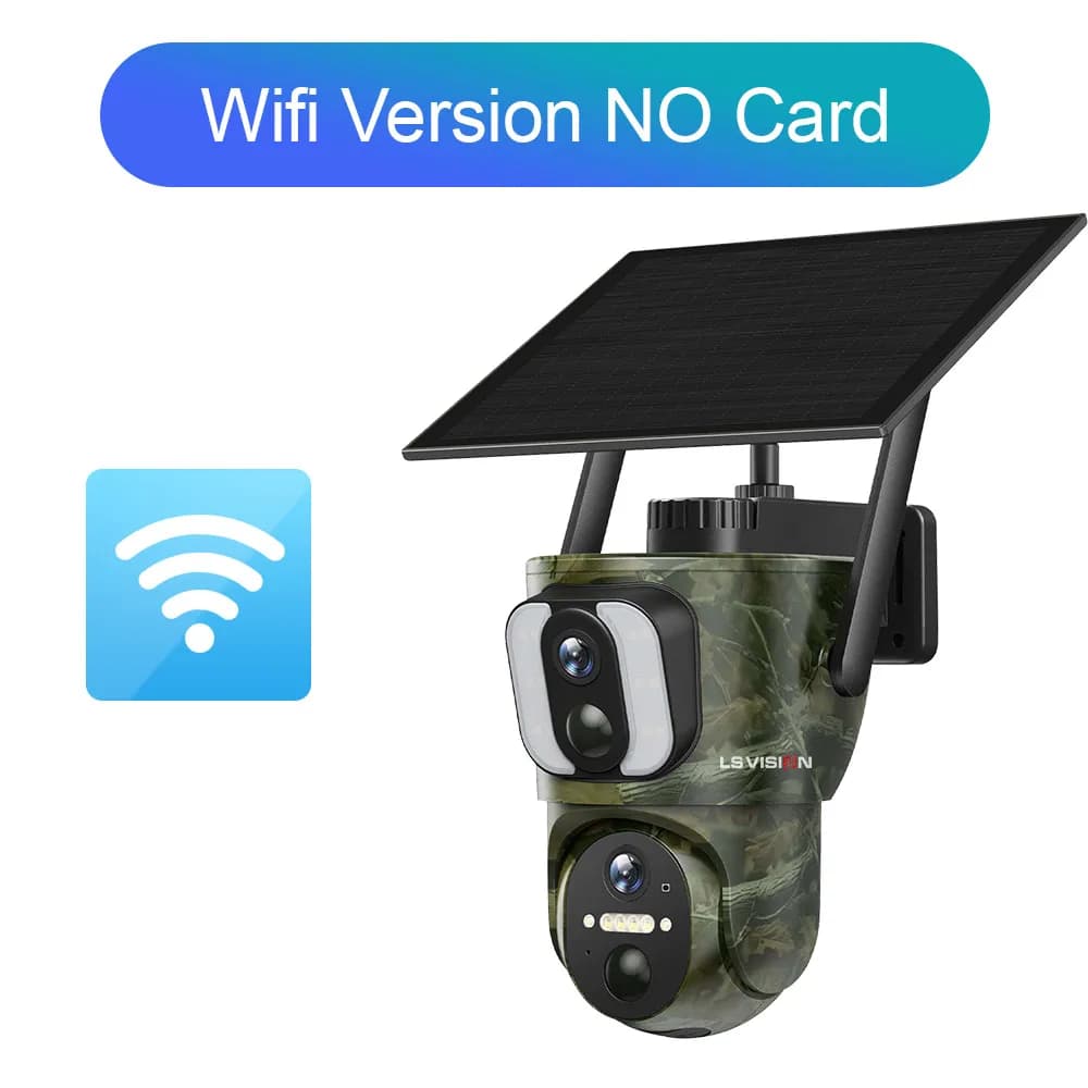 LS VISION 8MP double écran caméra de sécurité solaire extérieure 4K 4G/WiFi PTZ double détection PIR