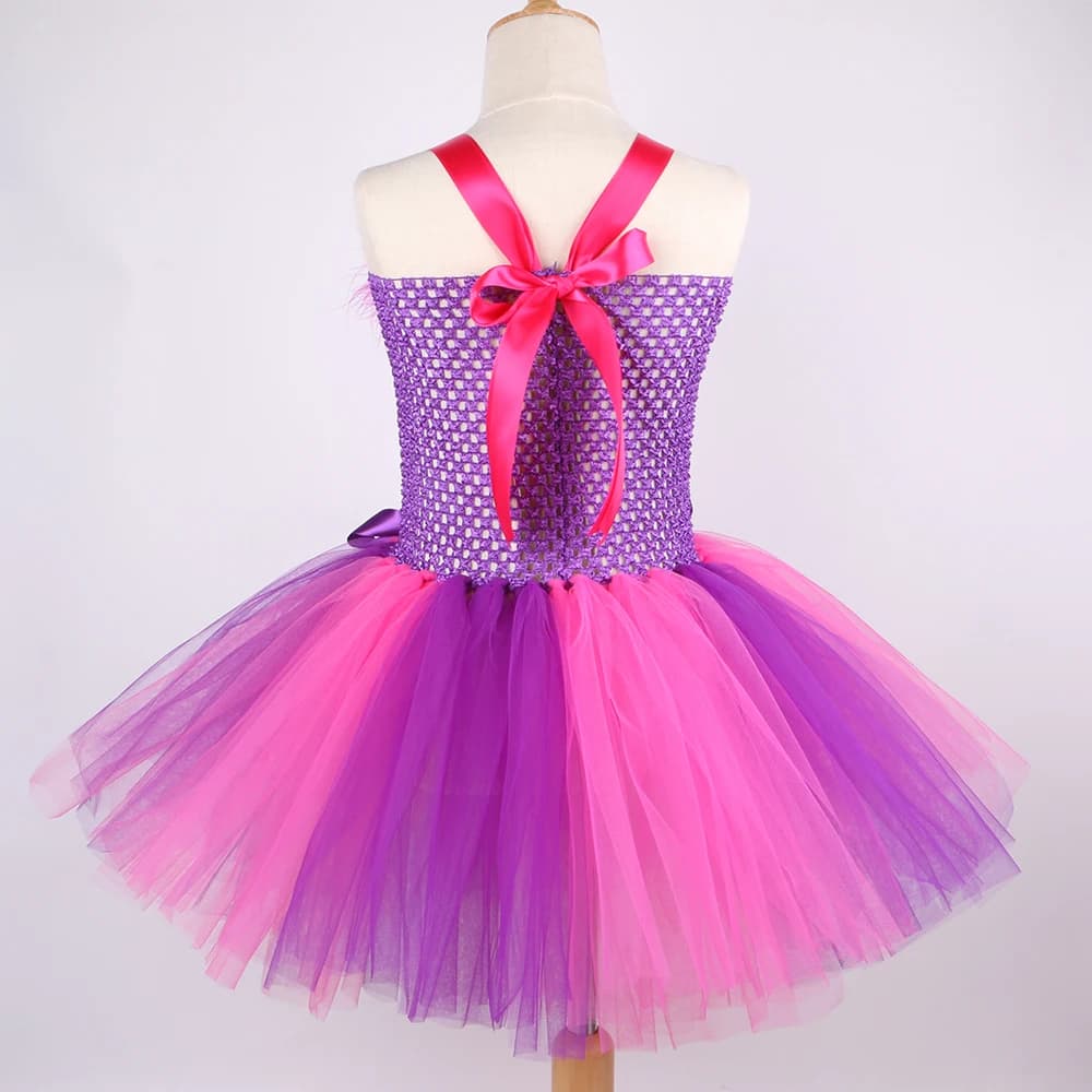 Filles Cheshire chat Costume enfants pays des merveilles dessin animé magique rayé chat Tutu robe fi