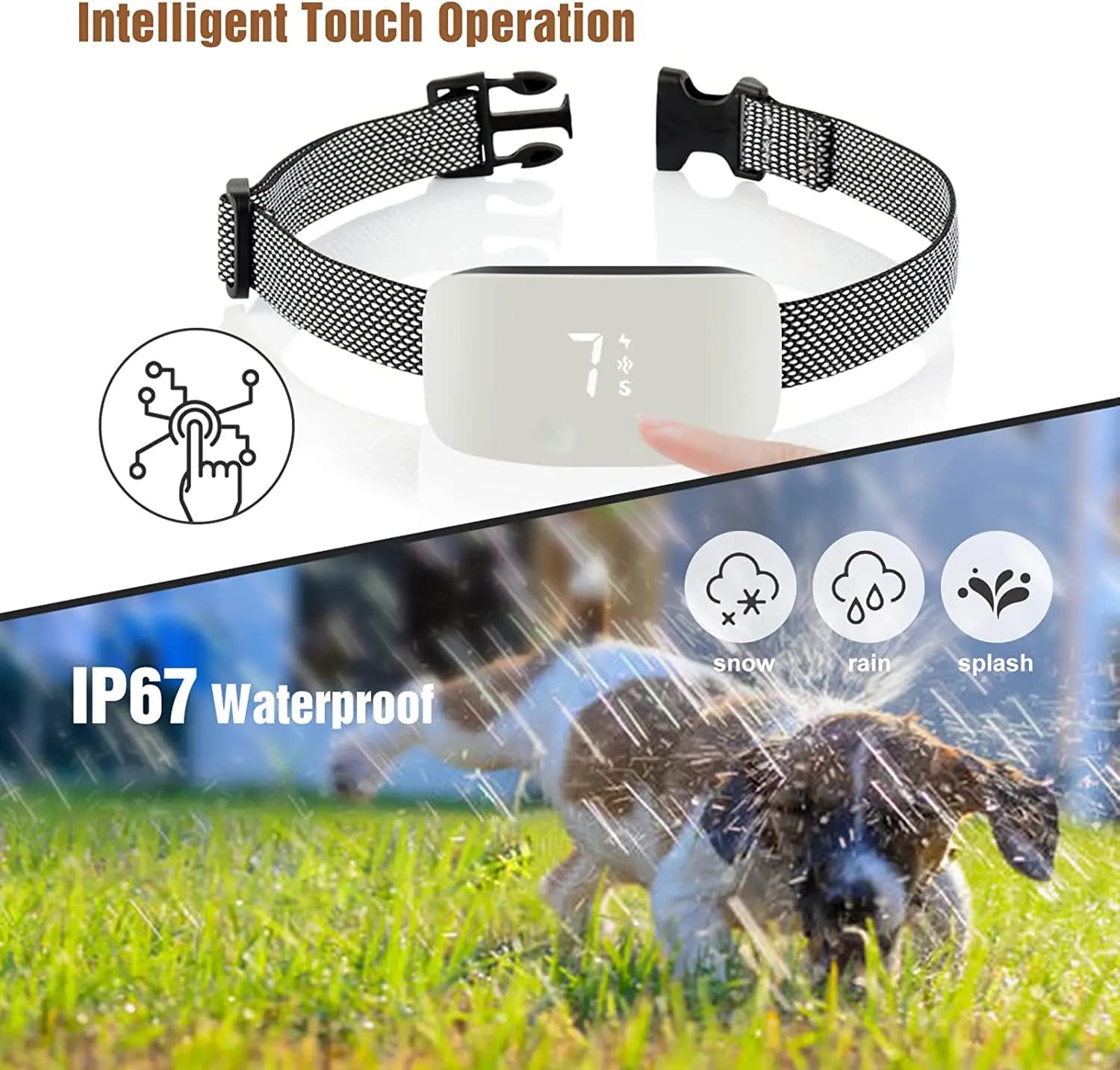Collier intelligent anti-aboiement pour chien, collier d'entraînement automatique avec 3 modes, son,