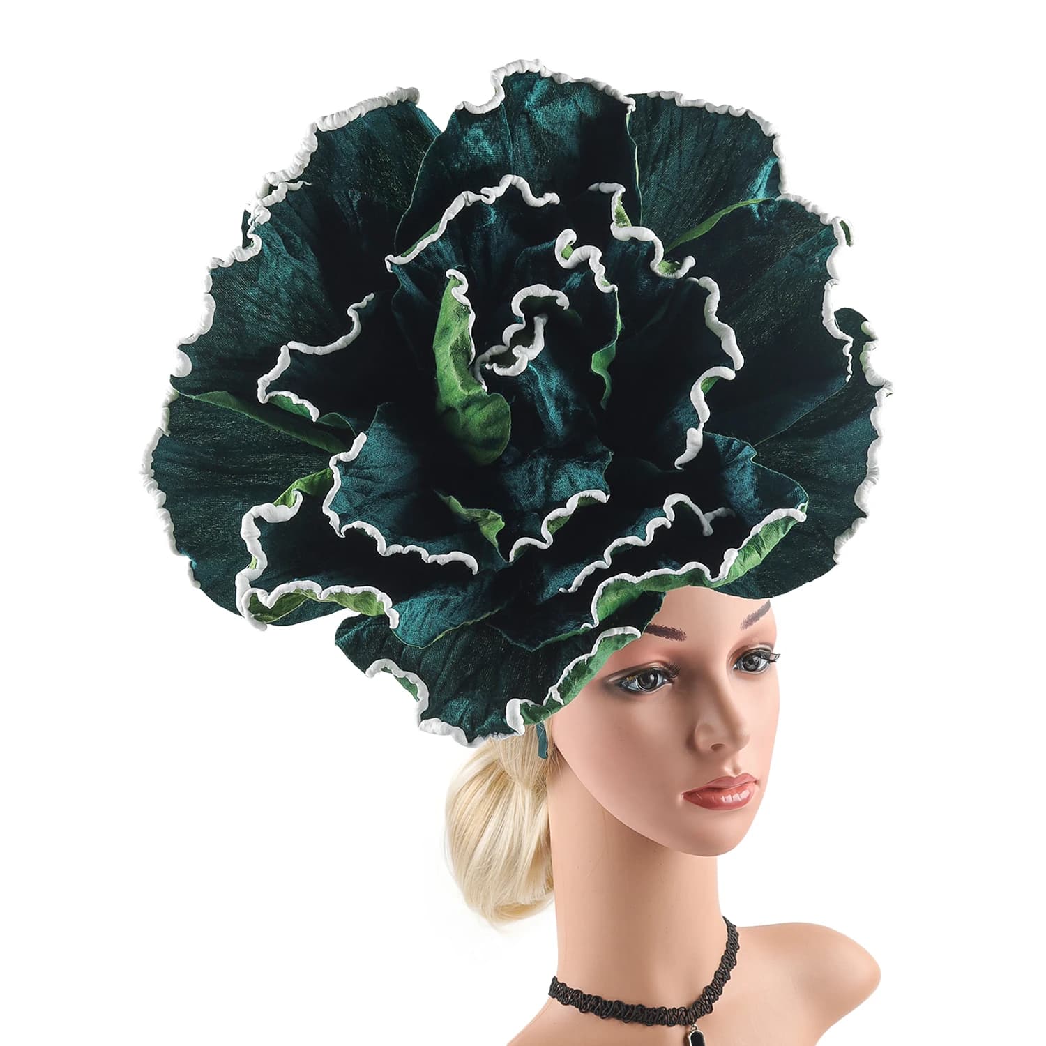 Chapeau fascinateur à fleurs de roses exagérées pour femmes, couvre-chef Kentucky Derby, maquillage 