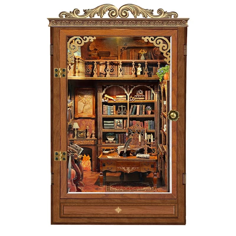 Bricolage coin livre étagère insérer temps livre maison serre-livres en bois Miniature modèle Kit av