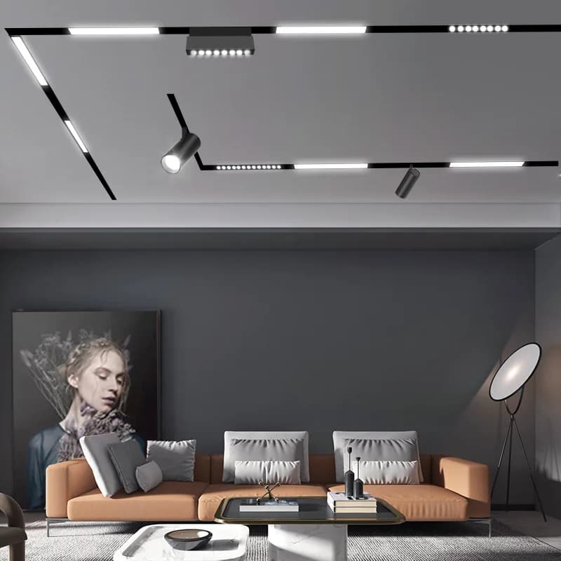 Lampes sur rail magnétiques encastrées modernes Design lampe à LED système de plafond sur rail magné