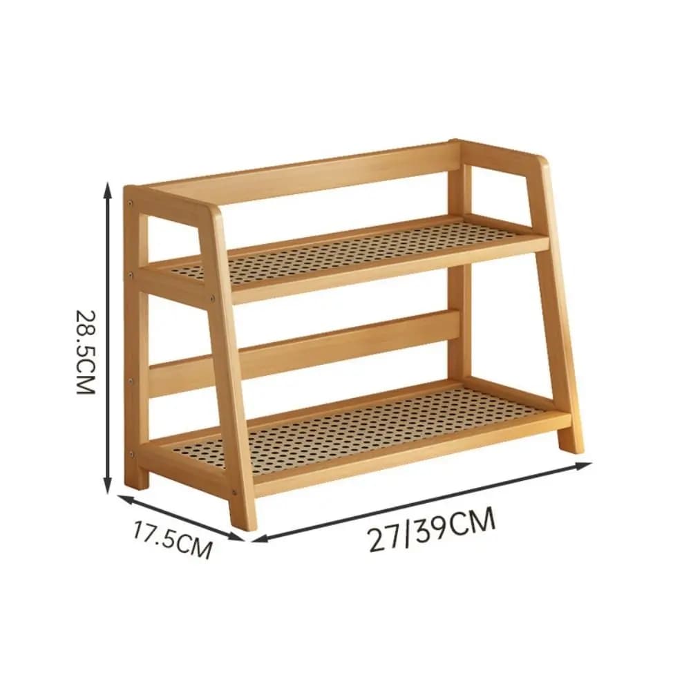 Étagère de rangement en bois pour cuisine, organisateur de bureau en rotin, présentoir à épices pour