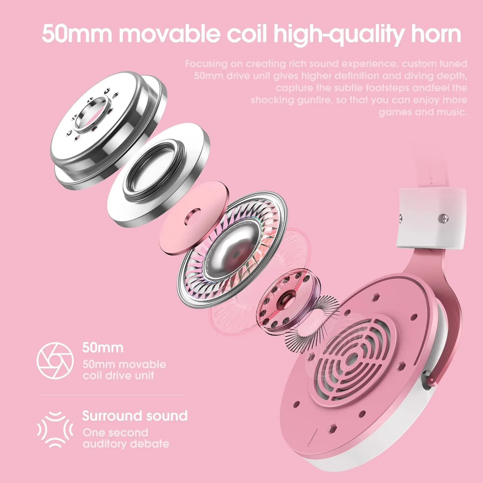 ONIKUMA-Casque de jeu X10 avec poignées amovibles, oreille de chat mignonne, éclairage RBG, casque d
