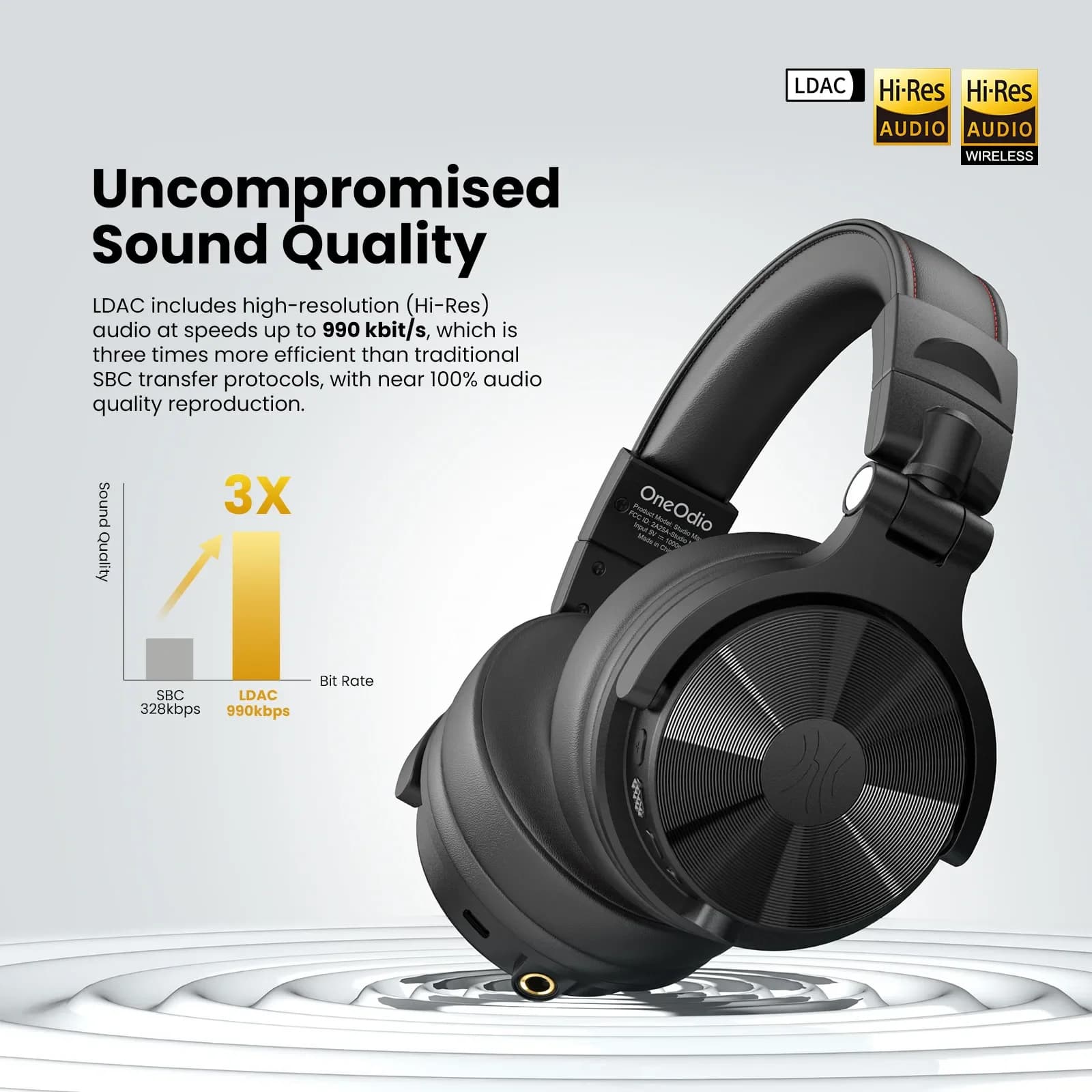 Oneodio Studio Max1 casque Bluetooth casque DJ sans fil avec faible latence moniteur de Studio profe