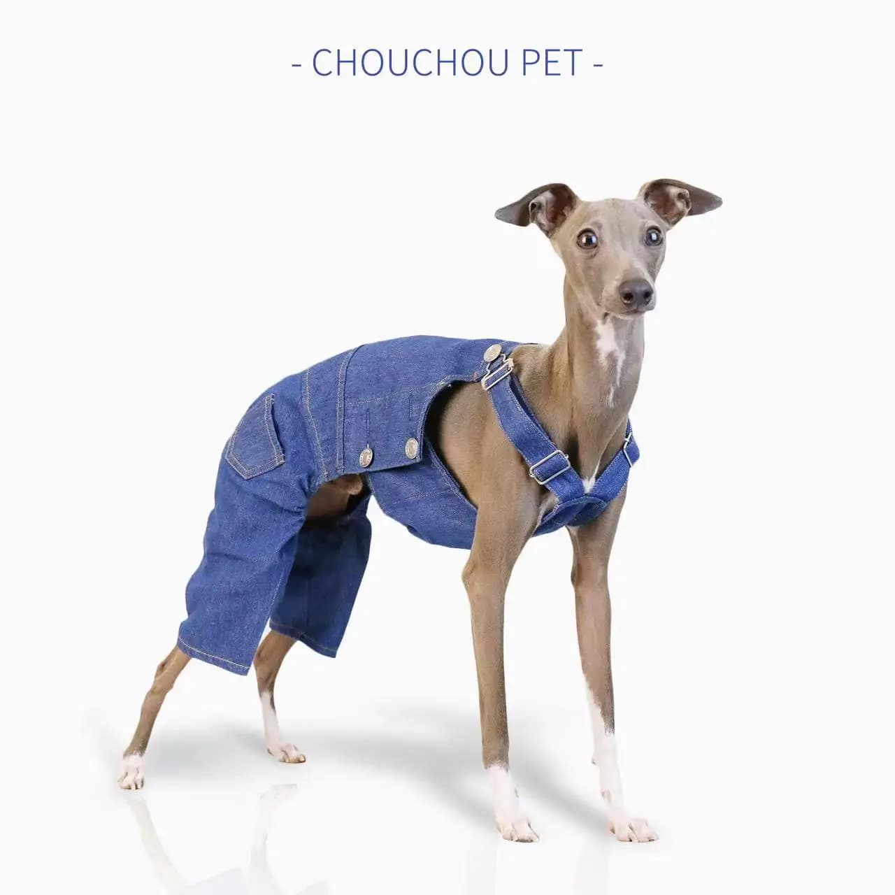Salopette en denim lévrier italien rétro classique tissu de protection des jambes pantalon réglable 