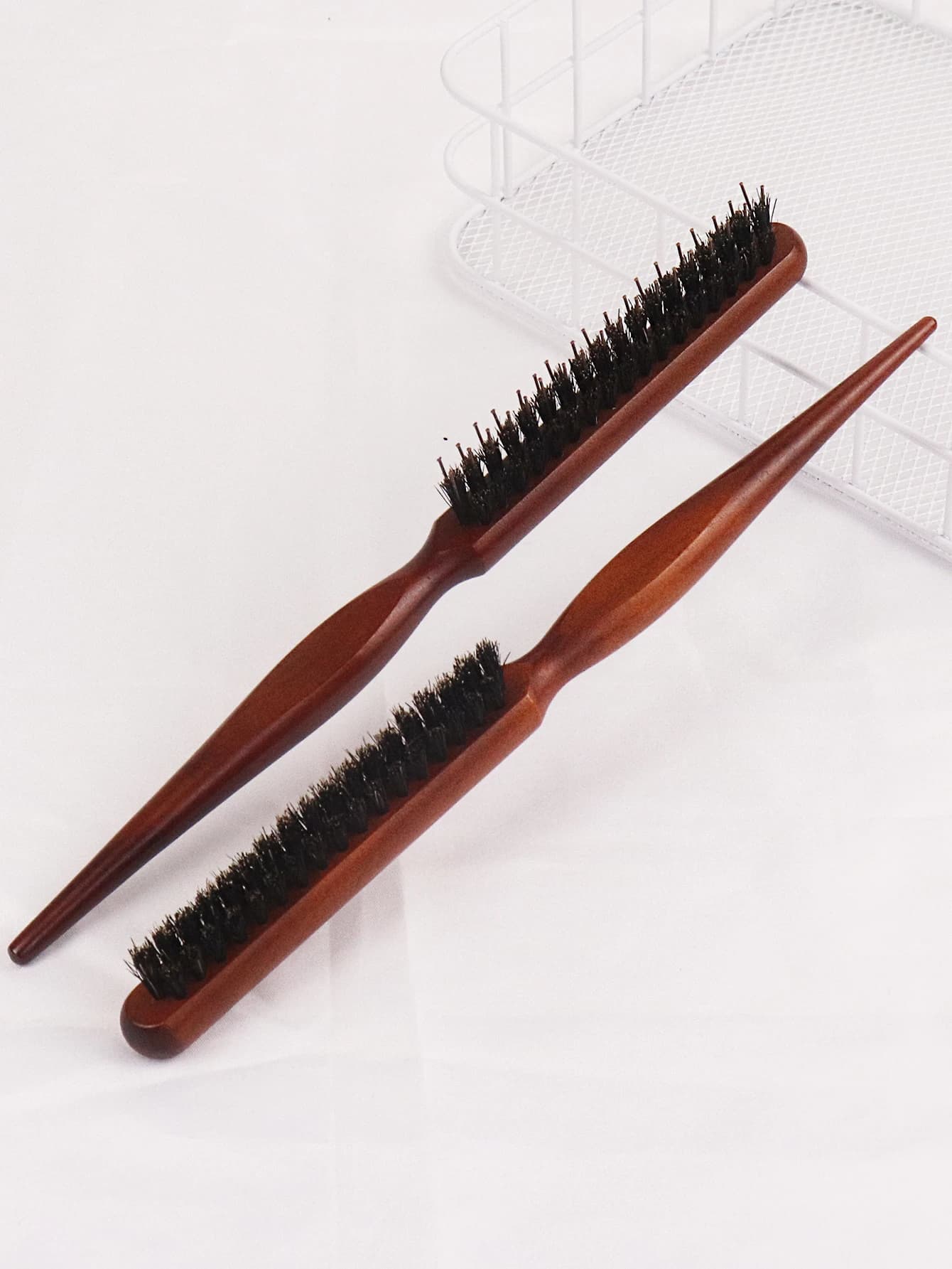 Peigne professionnel à ligne fine, brosse à cheveux à déchirer le dos, manche en bois moelleux, peig