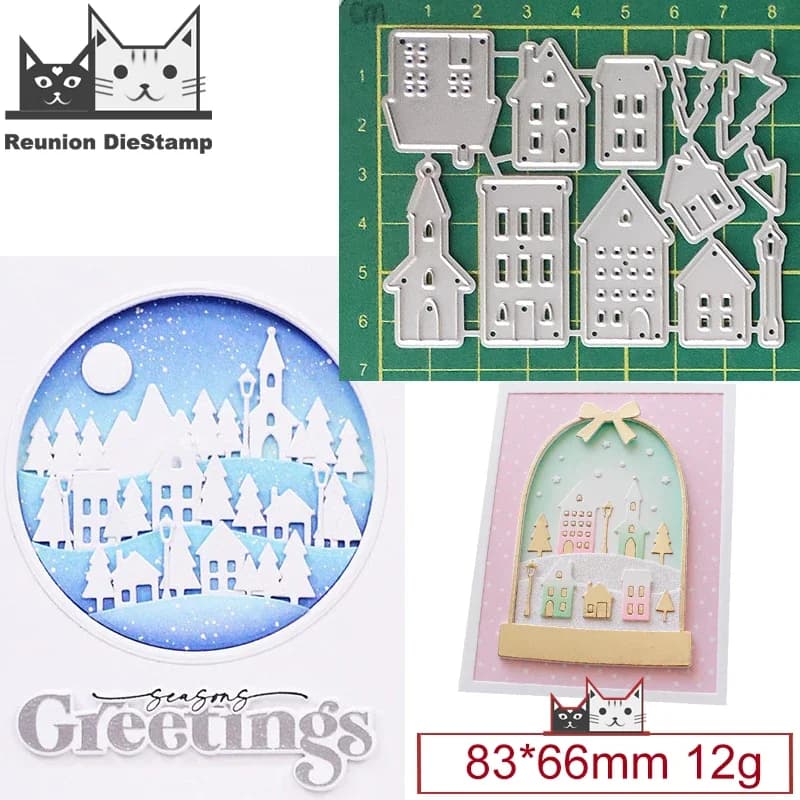 Maison petite Village matrices de découpe en métal pour bricolage Scrapbooking Album cartes en papie