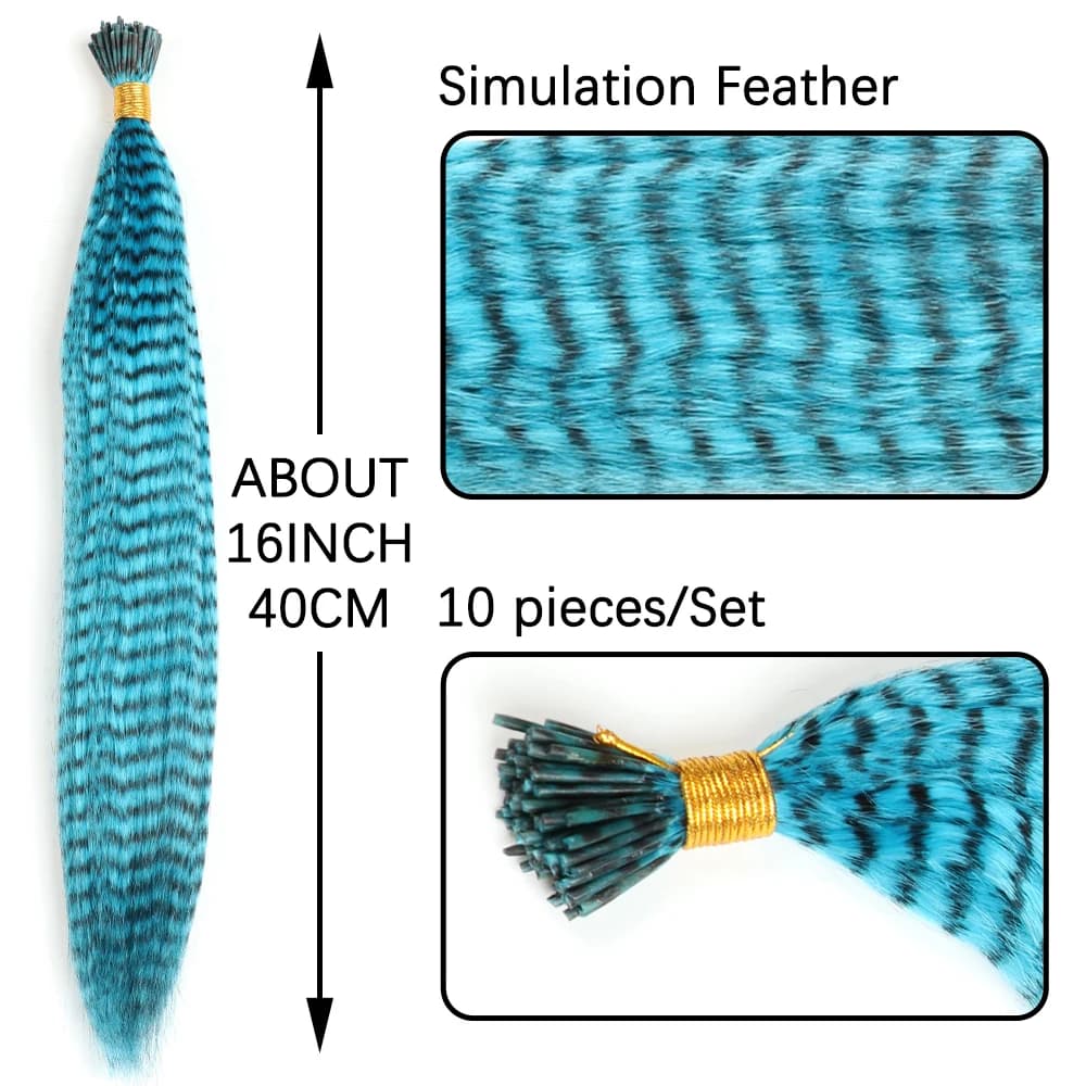 AZQUEEN plume Extension de cheveux 10 pièces faux cheveux je pointe arc-en-ciel cheveux synthétiques