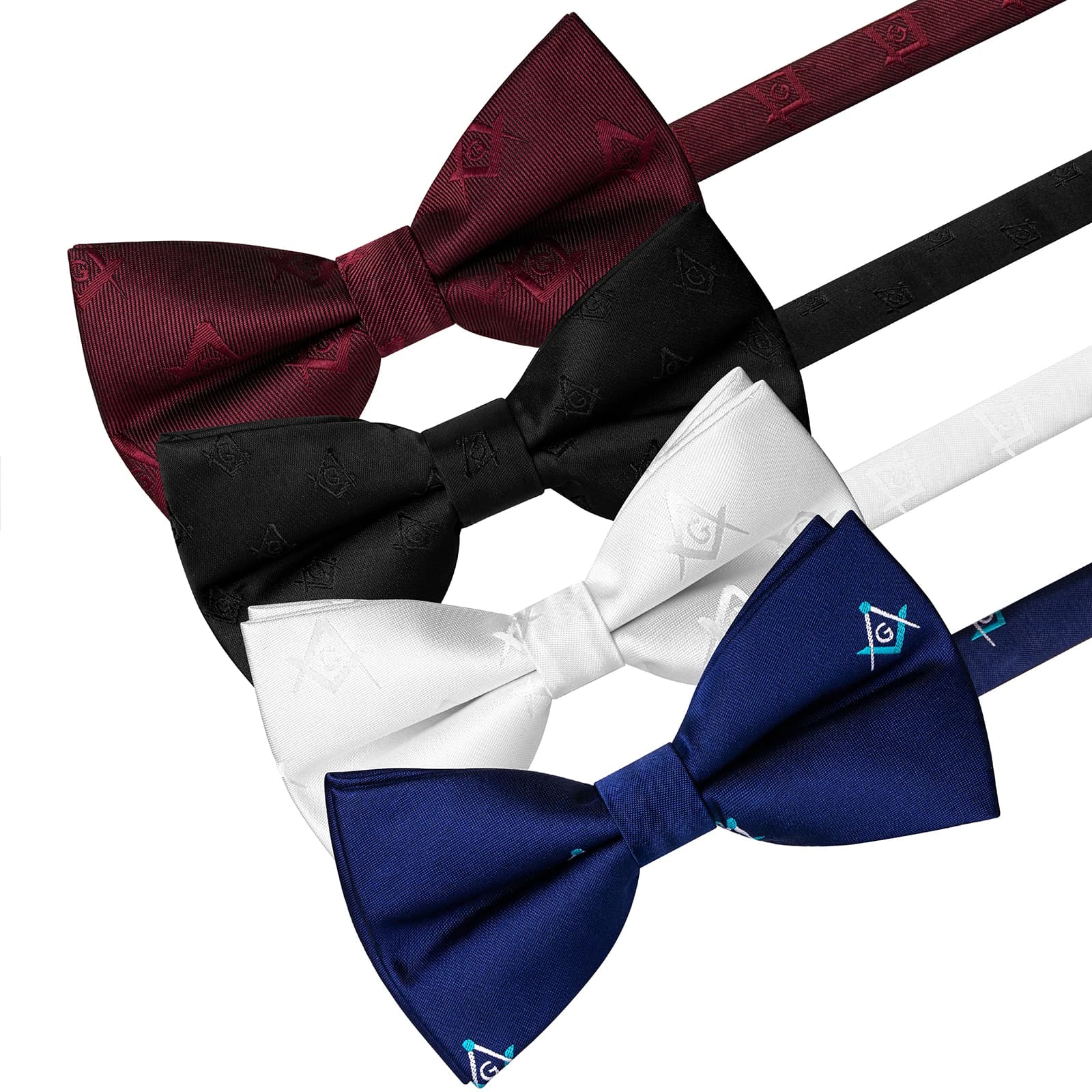 HAWSON – nœud papillon maçonnique franc-maçon, bleu profond, brodé en forme de G, accessoire formel 