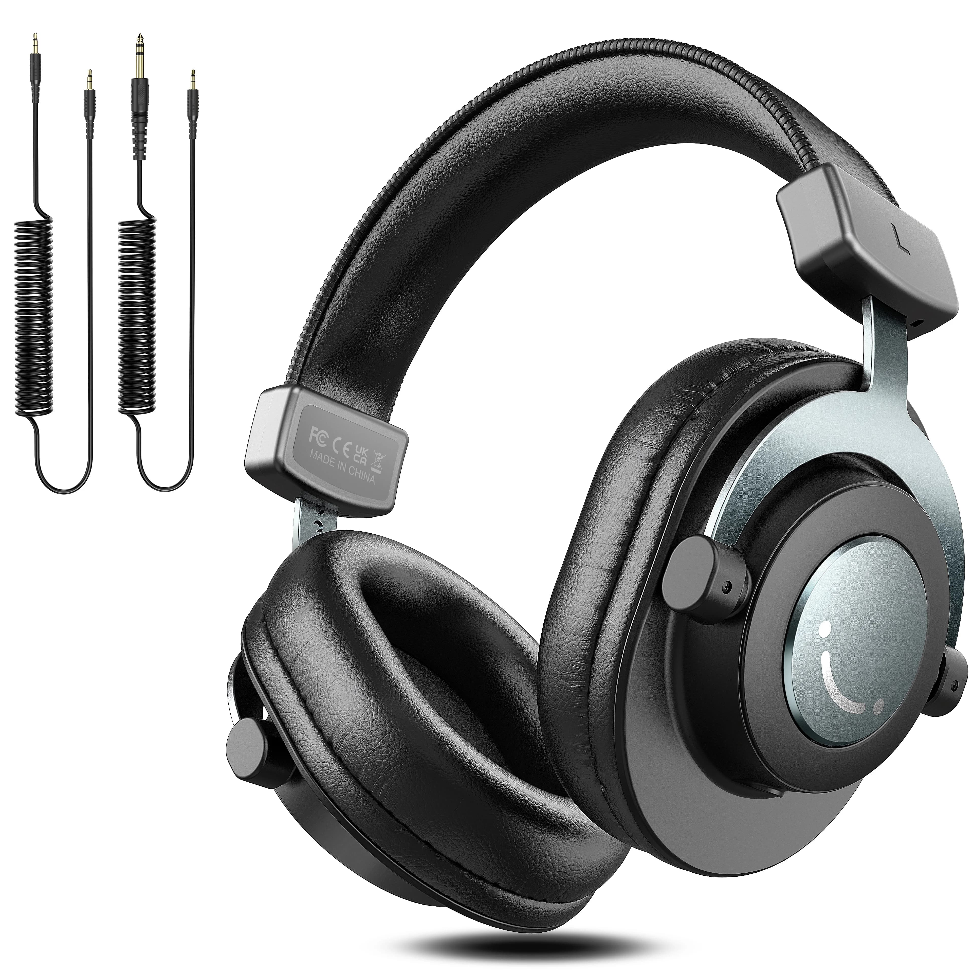 FIFINIE Casque filaire sur l'oreille, mousse à mémoire de forme confortable, prise 3,5 et 6,35 mm po