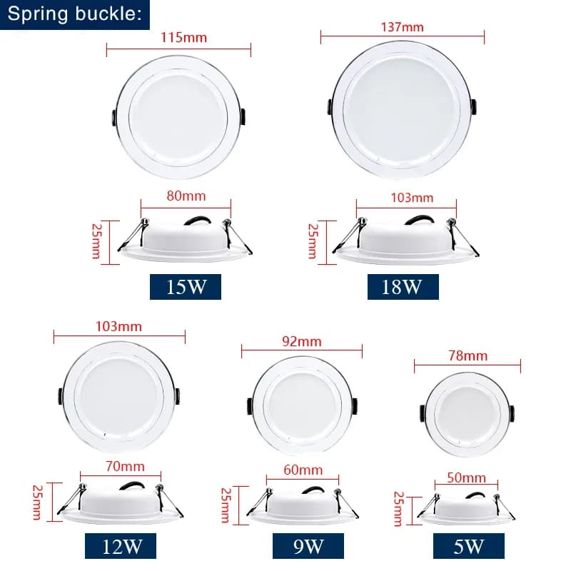 Led Downlight encastré rond plafonniers DC 12V 24V AC110V 220V 5W 9W 12W 15W 18W projecteur pour la 