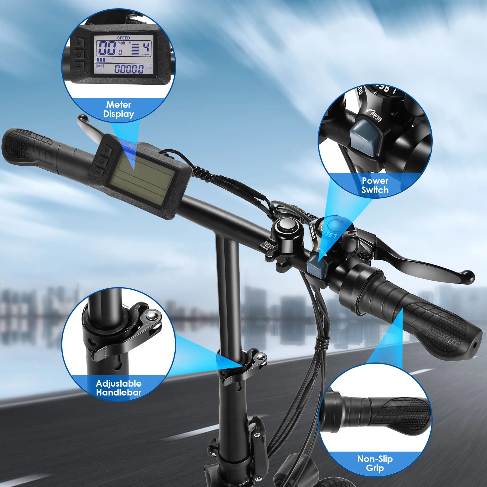 Vélo électrique pliant Step-Through Cruiser, moteur injuste, batterie perfective, système à 7 vitess