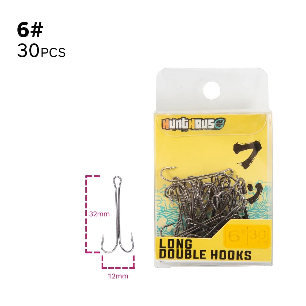 Hunthouse 2020 hameçon Double pointu long hameçons de pêche en acier inoxydable avec leurre souple h