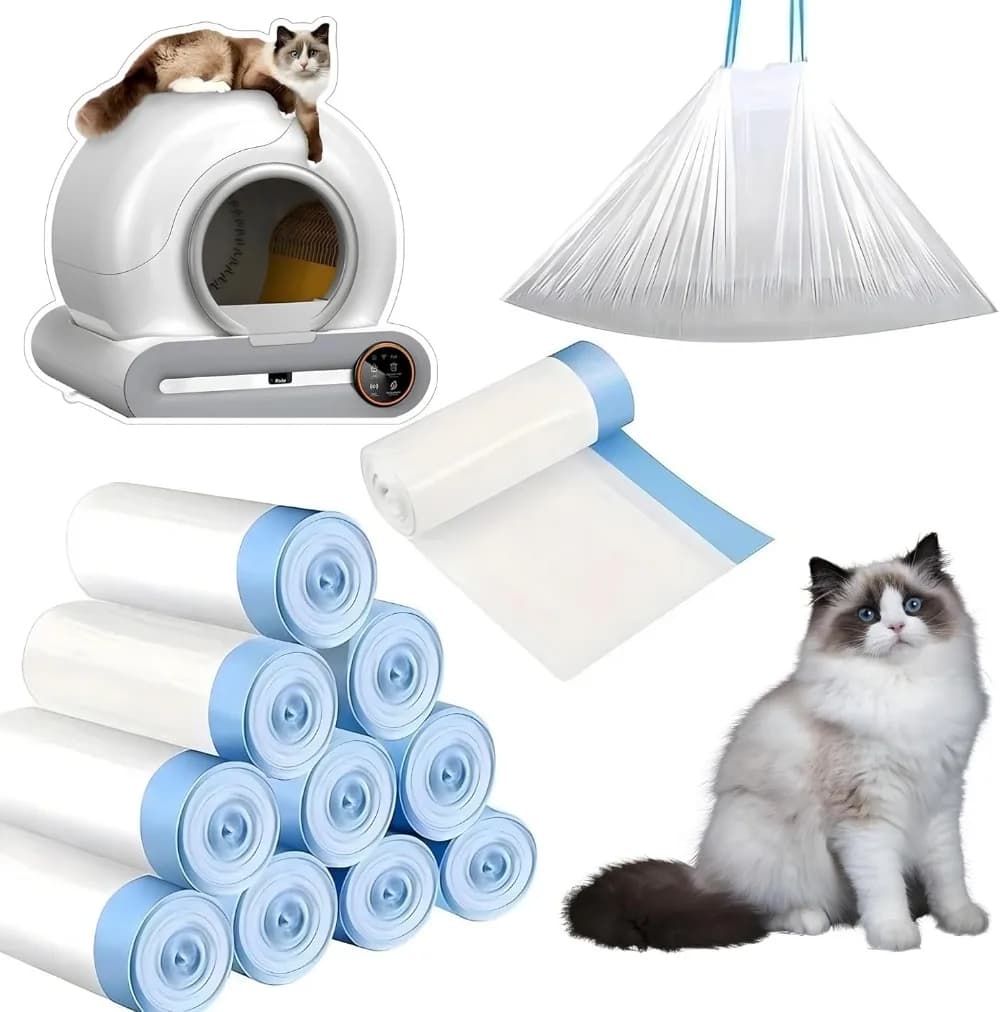 Tonepie – bac à litière autonettoyant pour chat, sacs à excréments, fermeture à cordon pour toilette