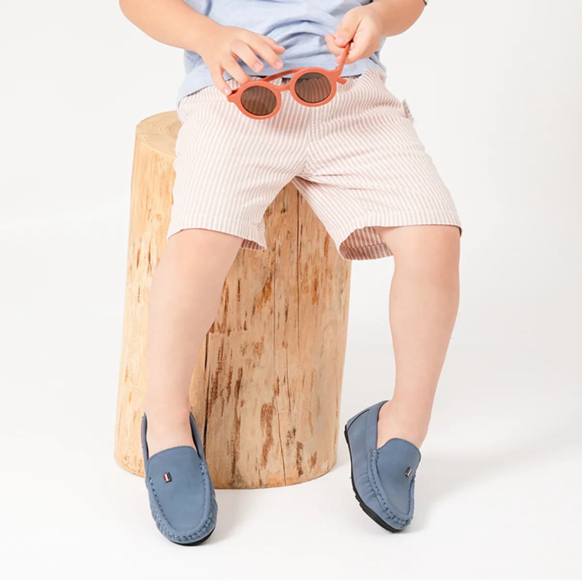 Mocassins en daim à enfiler pour garçons, avec détails de couture, chaussures décontractées pour tou