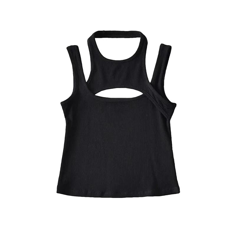 Asolls-Crop Top Y2K E-girl Hollow Out Corset Top, Fibro Neck, Mini GlaSemi, Casual, Sportive Summer