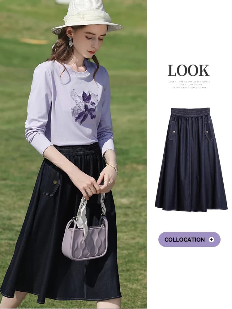 I BELIEVE YOU T-shirt à manches longues lilas pour femme, collection Printemps 2026, avec broderie f
