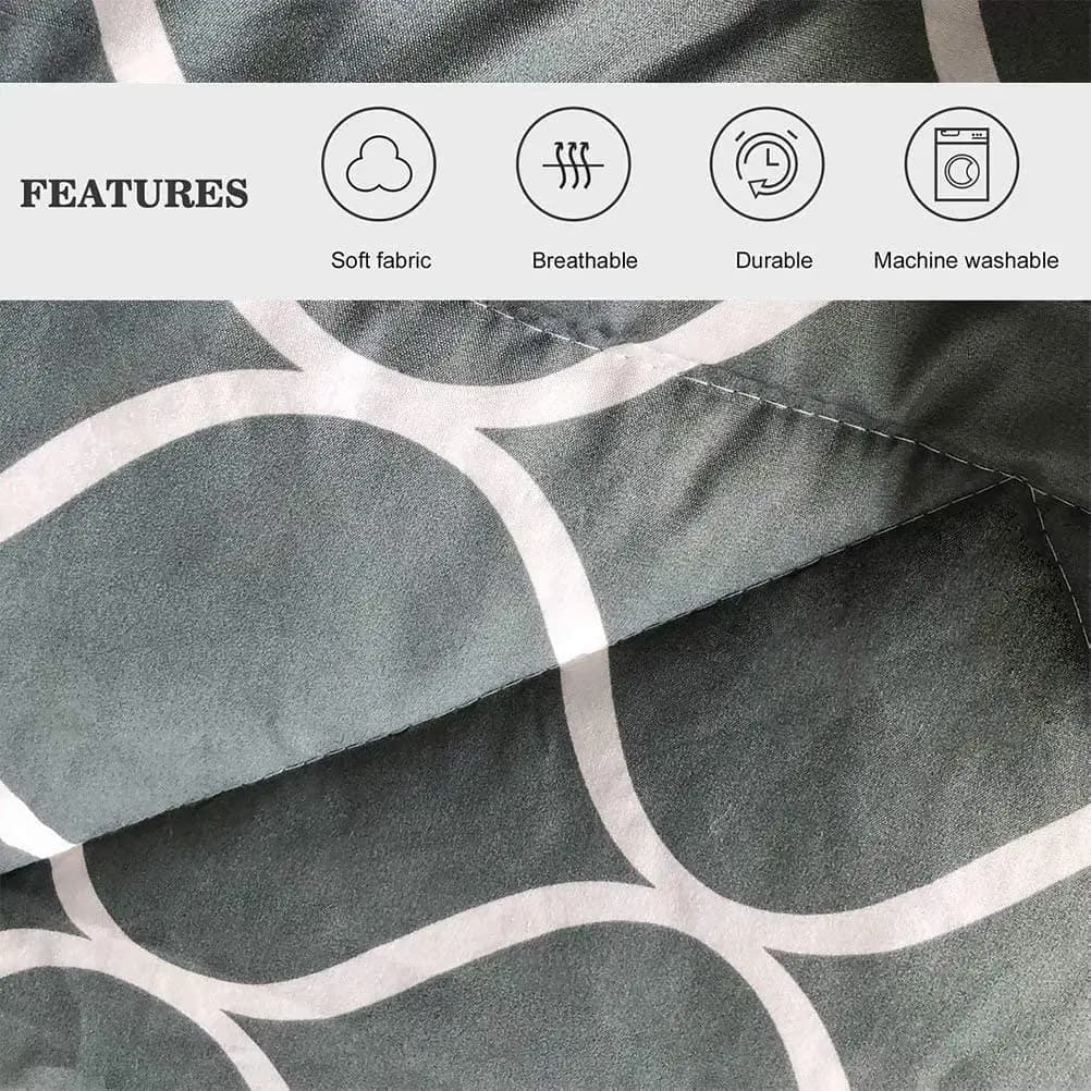Parure de lit double en polyester gris, géométrique, couette, 2 pièces