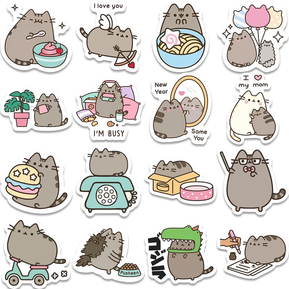 10/30/60 pièces mignon gros chat animaux autocollants pour enfants Graffiti papeterie ordinateur por