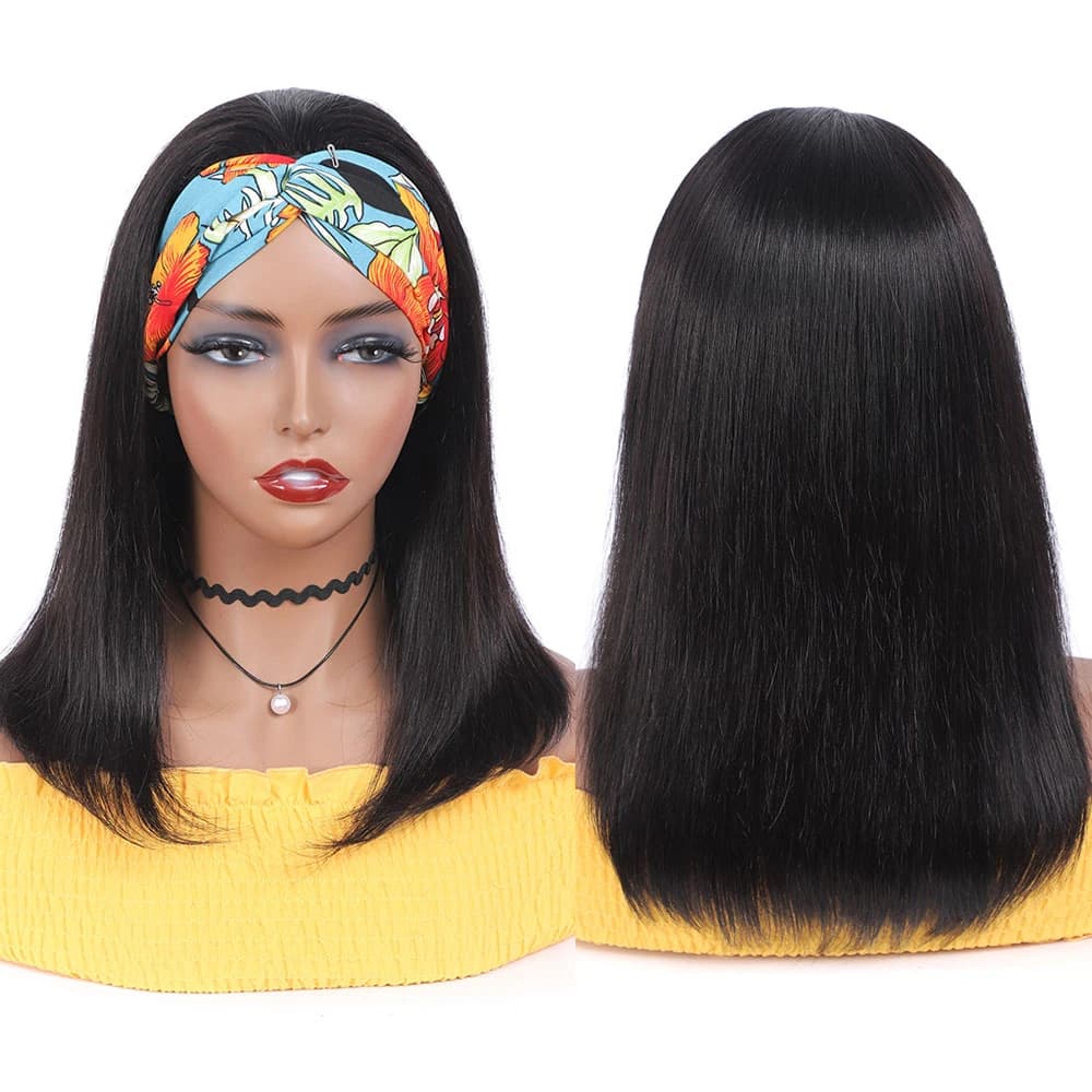 Bandeau perruque cheveux humains os droit perruques de cheveux humains pleine Machine faite péruvien