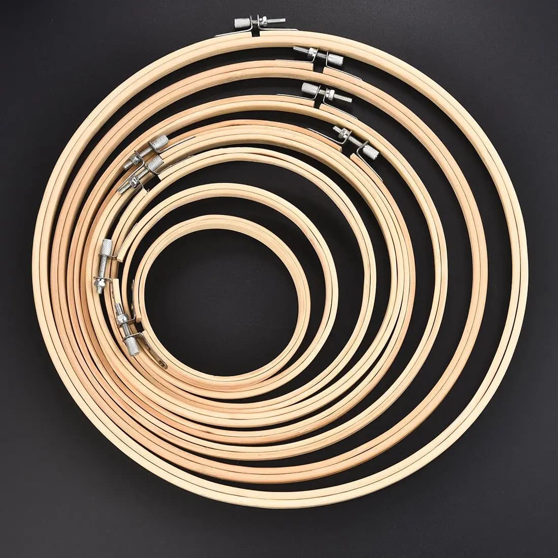 Cerceaux de broderie en bois 10-30cm, ensemble de cadres, cerceaux en bambou pour bricolage, point d