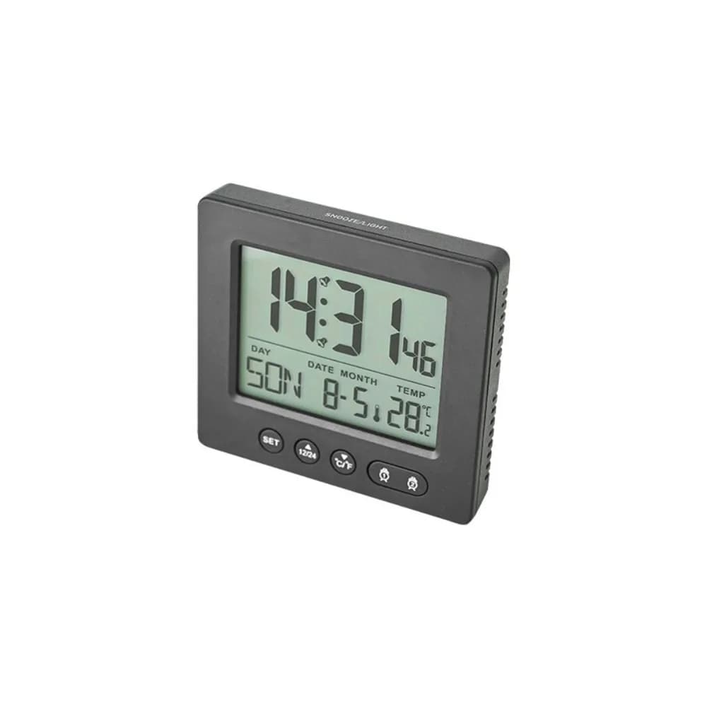 Radio-réveil numérique avec thermomètre - Fonction 5 minutes, 2 réglages d'alarme, radio-piloté