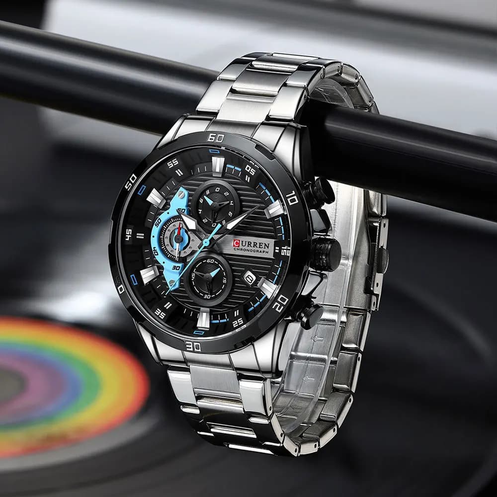 Montres en acier inoxydable pour hommes, mode créative, cadran lumineux avec chronographe, horloge d