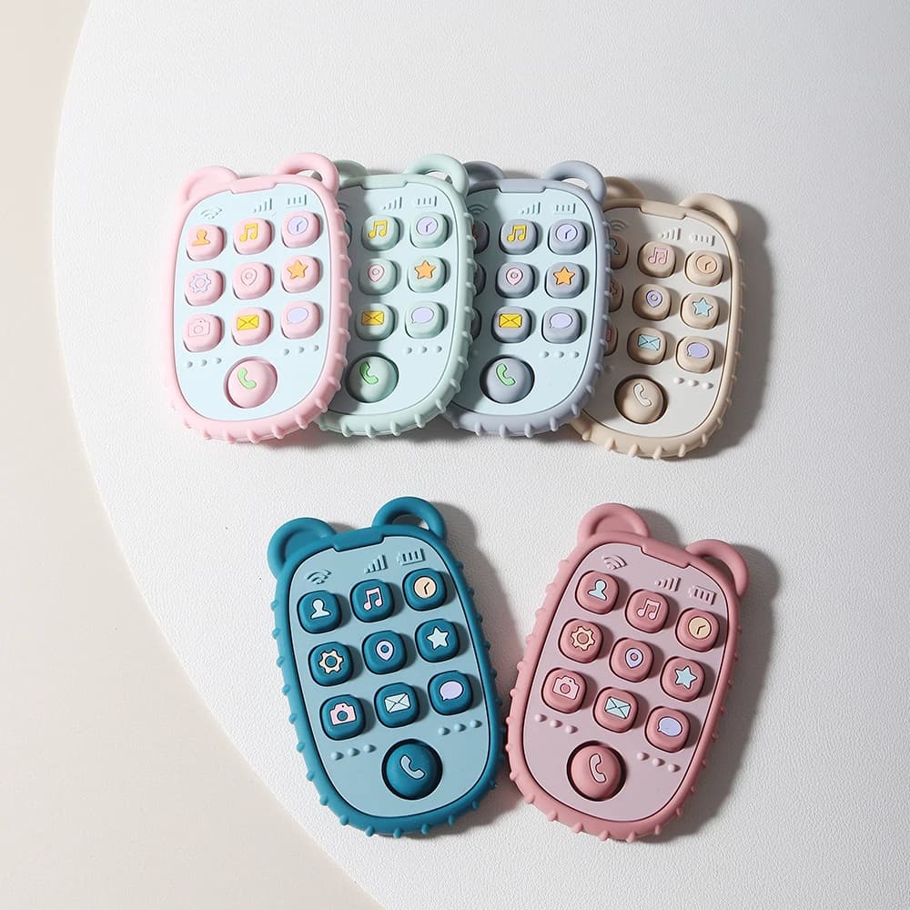 Anneau de dentition en Silicone en forme de téléphone portable pour bébé, jouet éducatif sensoriel p