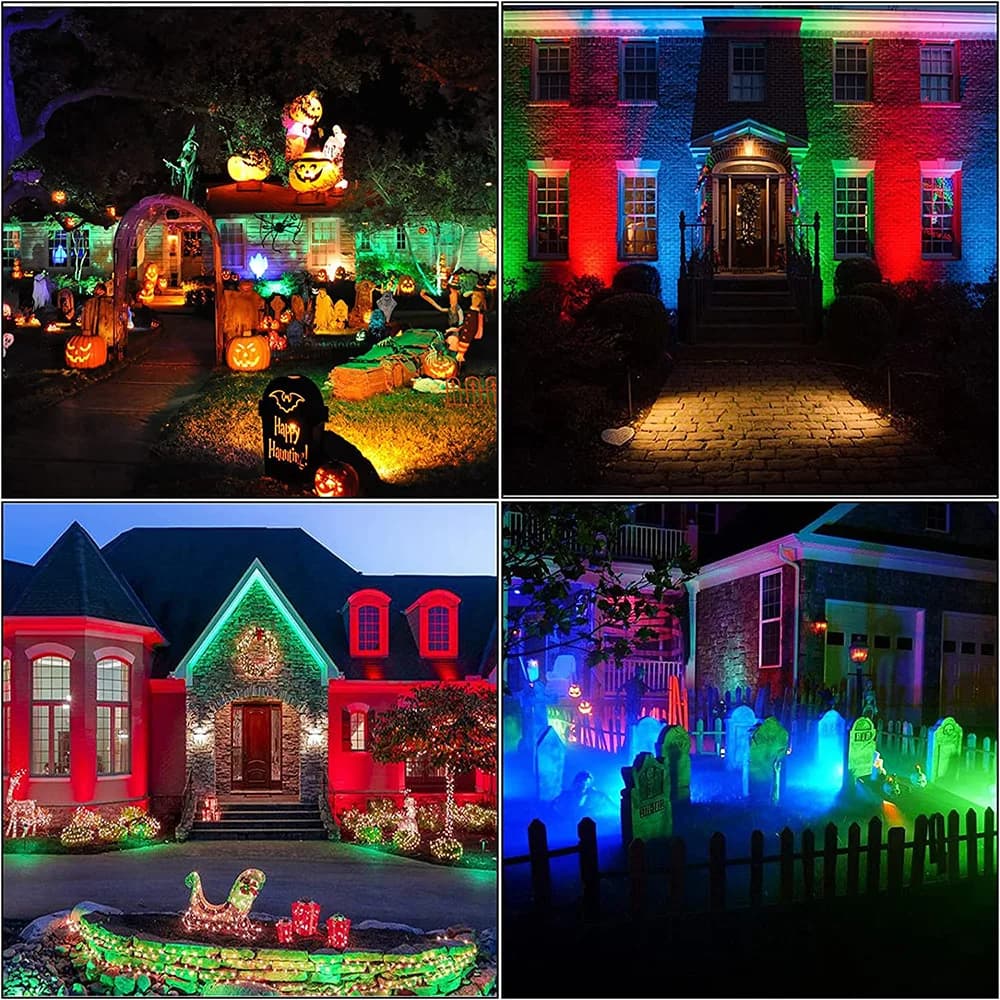 Télécommande extérieure LED jardin pelouse lumières paysage éclairage pointe projecteur étanche RGB 