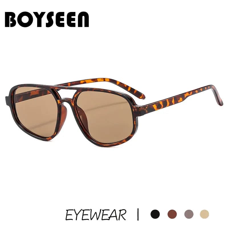 BOYSEEN Lunettes de soleil marron pour femme UV400 Lunettes rétro polygonales Lunettes de soleil de 