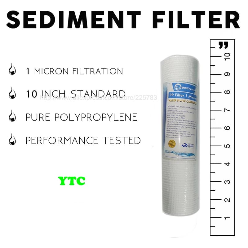 2 pièces 10 pouces 1 MICRON PPF/cartouche de filtre à eau de sédiment purificateur d'eau cartouche d