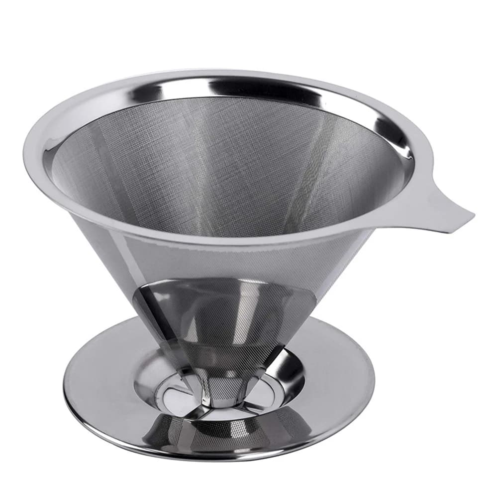 Porte-filtre à café réutilisable double couche en acier inoxydable, passoire à thé, accessoires de c