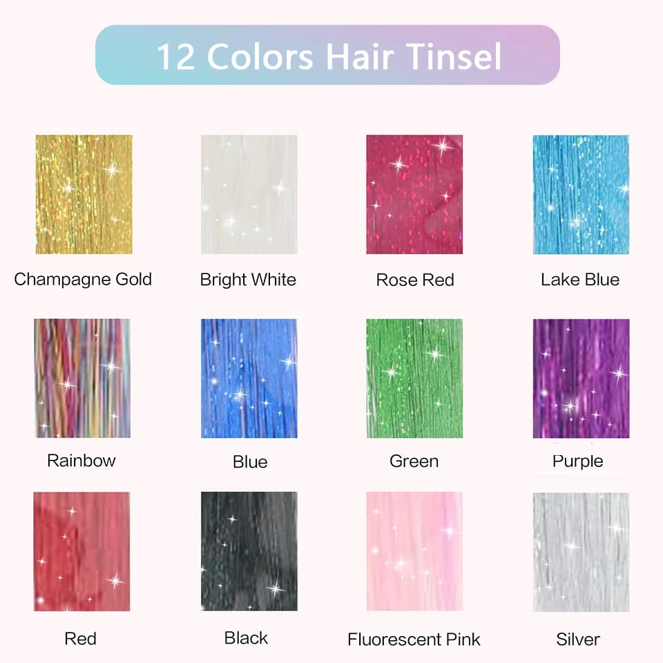 Kit d'extensions capillaires synthétiques Tinsel avec outils, mèches de cheveux 1200 brins, nickel é
