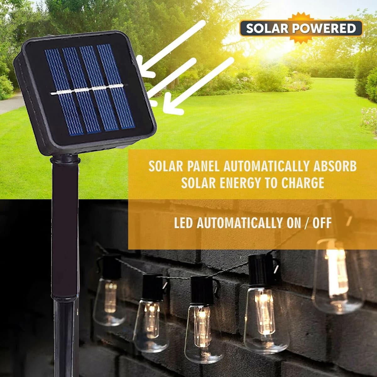 Guirxiété lumineuse solaire à LED pour extérieur, ampoules globe de Noël, décoration de camping, fêt