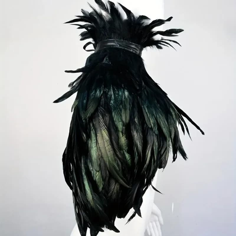 1pcs Gothic Black Feather Cape Cloak, Natural Feathers Halloween Christmas Costume Mysterious Cloak 