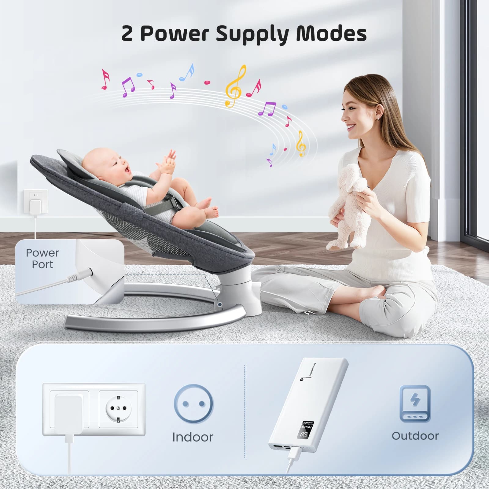Balançoire électrique pour bébé, balance pour bébé avec application et télécommande de naissance jus