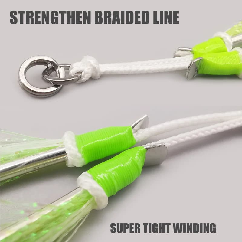 1-SJ – double assistance à gabarits lent avec crochets Mustad, hameçons de gabarits lumineux, hameço
