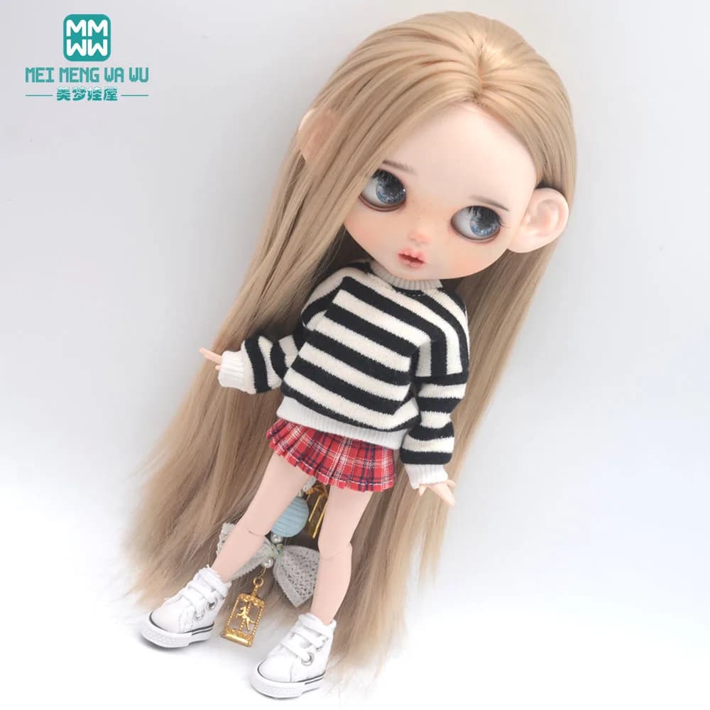 Vêtements pour poupée, ensemble pull trois pièces à la mode, adapté aux accessoires de poupée Blyth 