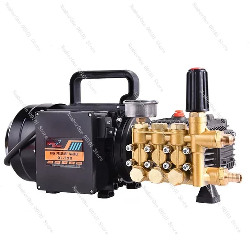 Pompe à piston triplex plaquée laiton QL-390, machine à laver domestique, nettoyeur haute pression, 