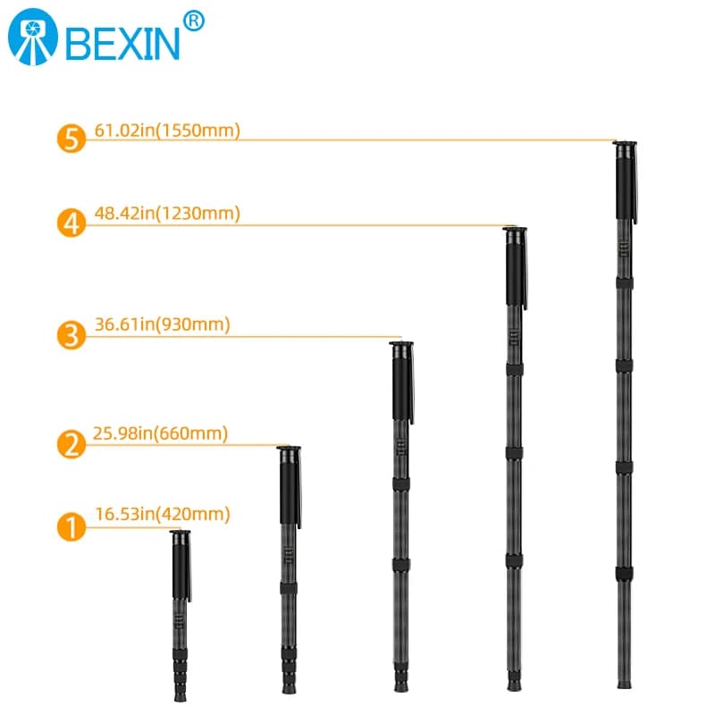 BEXIN P285C support monopode de voyage Portable en Fiber de carbone professionnel léger peut support