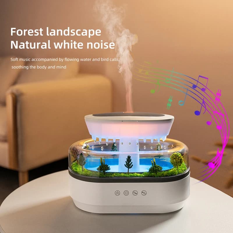 Humidificateur d'arôme goutte de pluie humidificateur d'air lumière colorée bruit blanc diffuseur d'