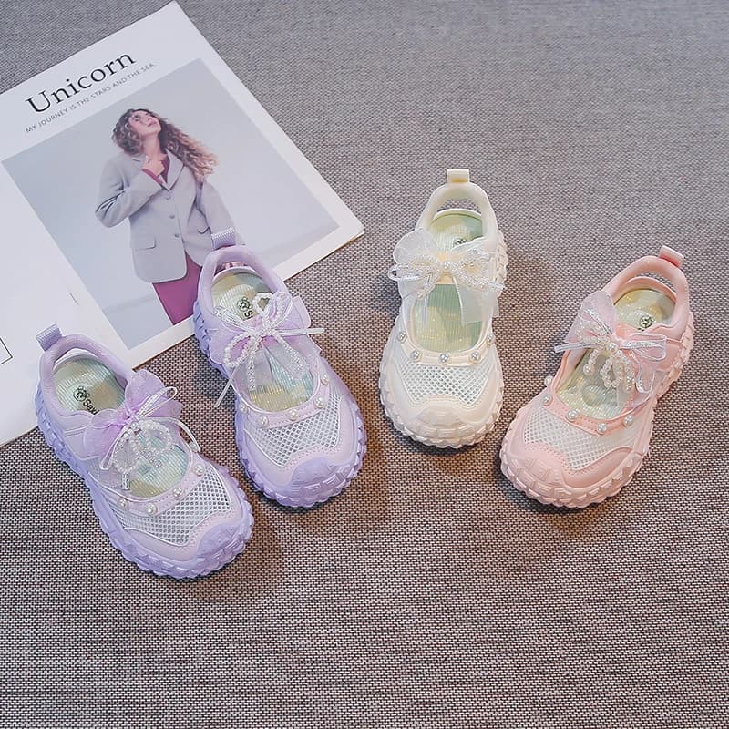 Sandales d'été pour enfants, respirantes, en maille, pour filles, antidérapantes, à la mode, style p