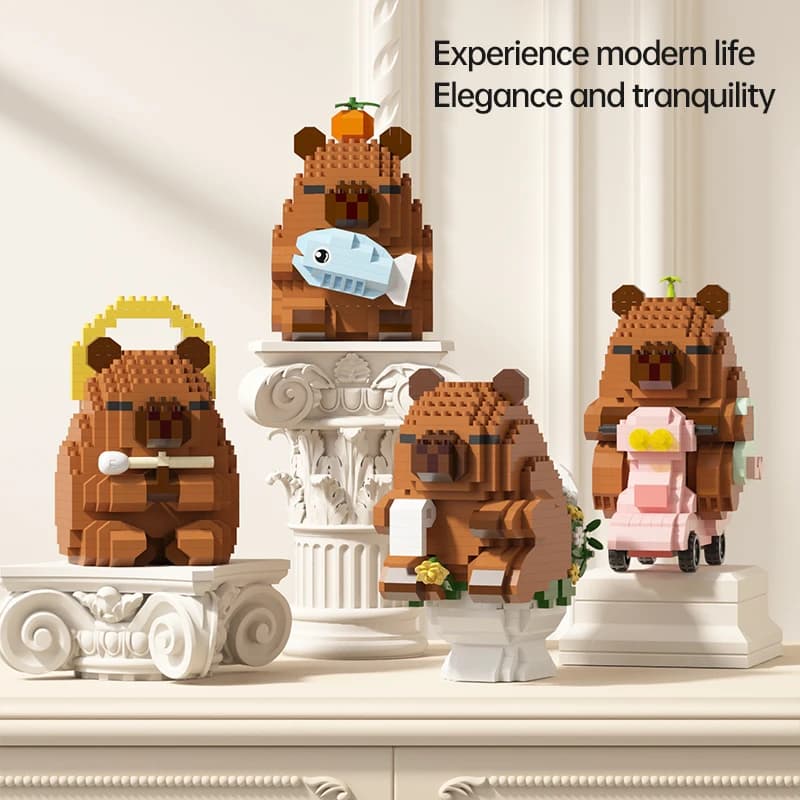 "Ensemble de blocs de construction Capybara-modèle de bricolage de cochon d'inde d'eau mignon |   Jo