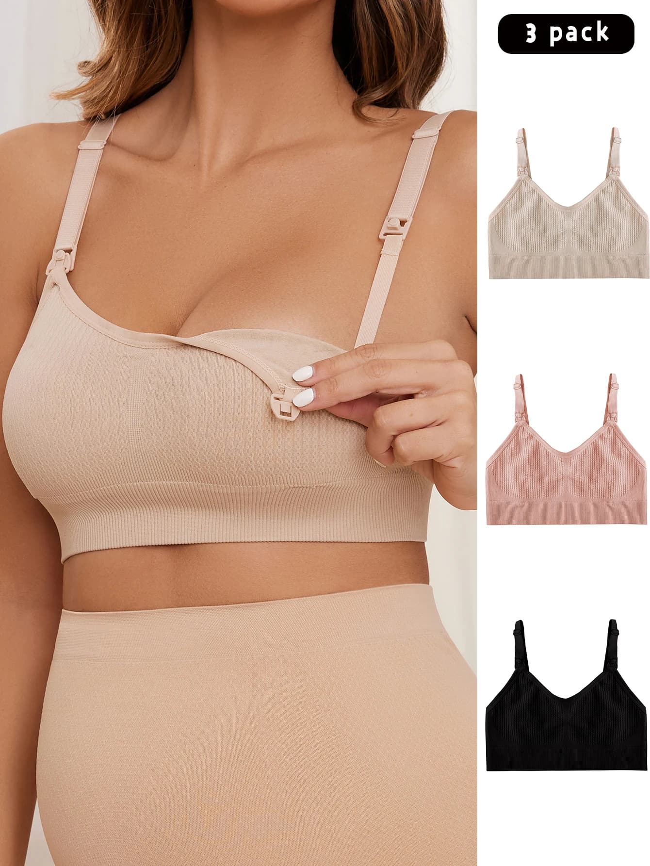 Ensemble de 3 pièces de sous-vêtements d'allaitement pour femmes, confortables sans anneaux en acier